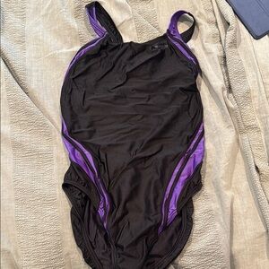 Speedo Black and Purple Women's One Piece Swimsuit